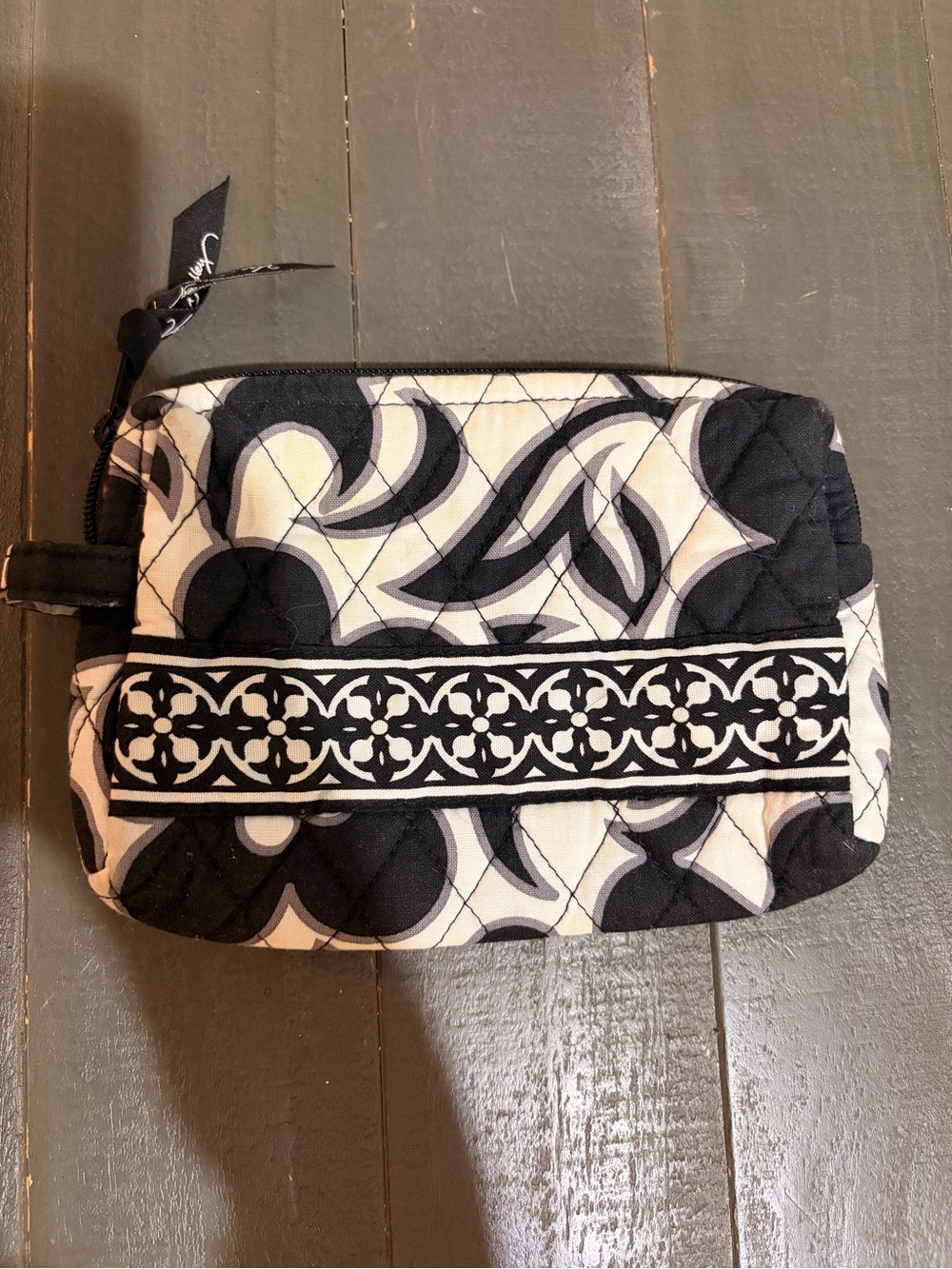 Vera Bradley Black & White Quilted Cosmetic Pouch - Stylish Women's Bag